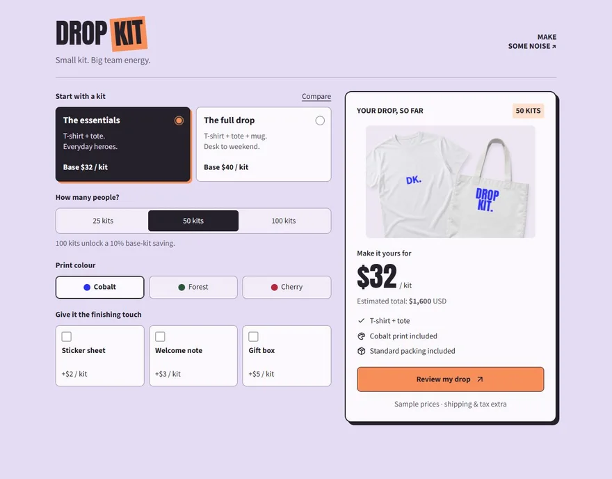Drop Kit — original project artwork and design preview