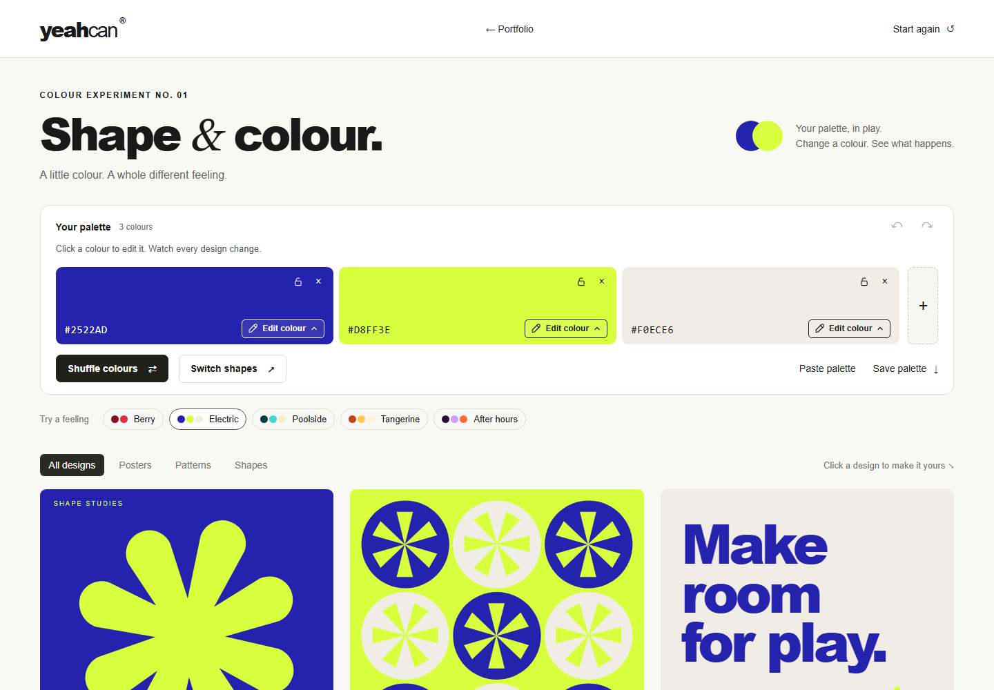 Colour, shapes and original artwork in play